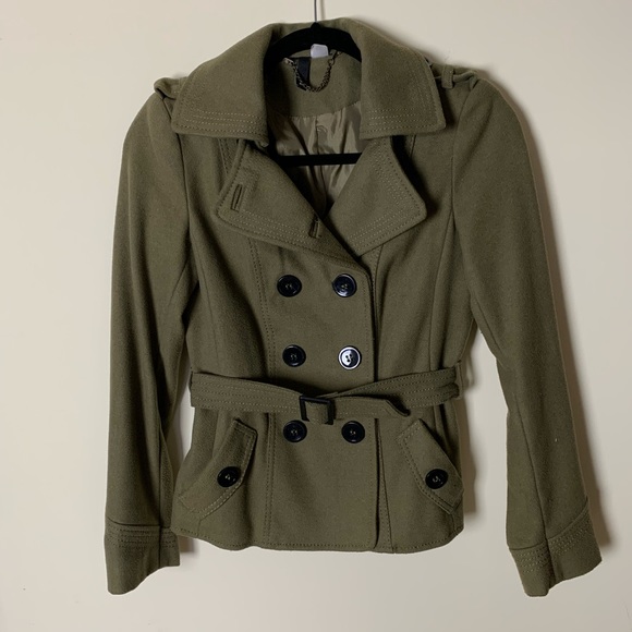 H&M Jackets & Blazers - H&M Olive Green Peacoat Size 4